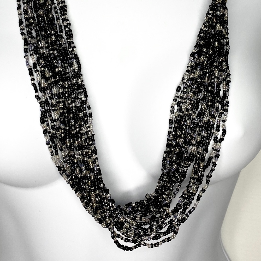 Boho Seed Bead Multi Stranded Statement Necklace - Picture 6 of 8